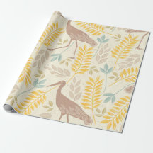 Tranquil Crane & Foliage Wrapping Paper