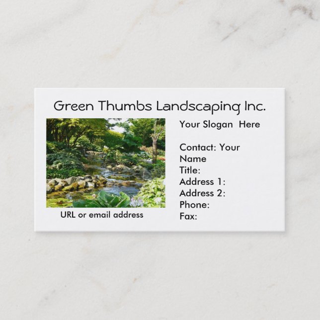 Tranquil Creek Water FeatureBusiness Card Template (Front)