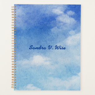 Tranquil Custom Sky Dreams Watercolor Blue & White Planner