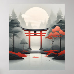 Tranquil Dawn: A Serene Japanese Landscape Poster