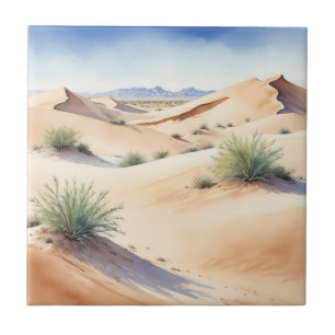 Tranquil Desert Landscape with Soft Dunes Tile