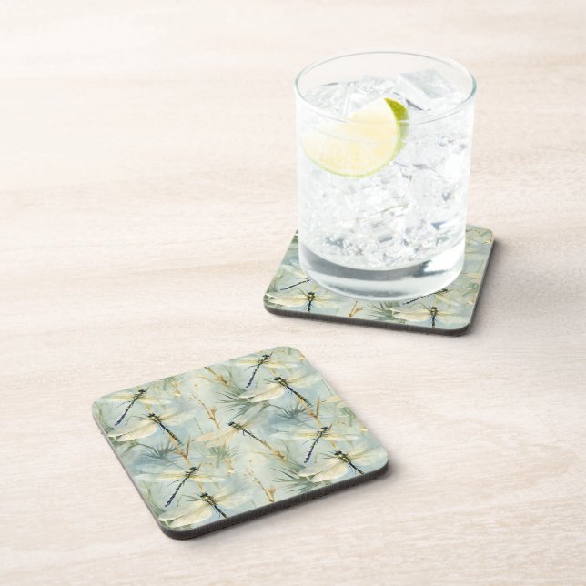 Tranquil Dragonfly Watercolour-style Coaster (Right Side)