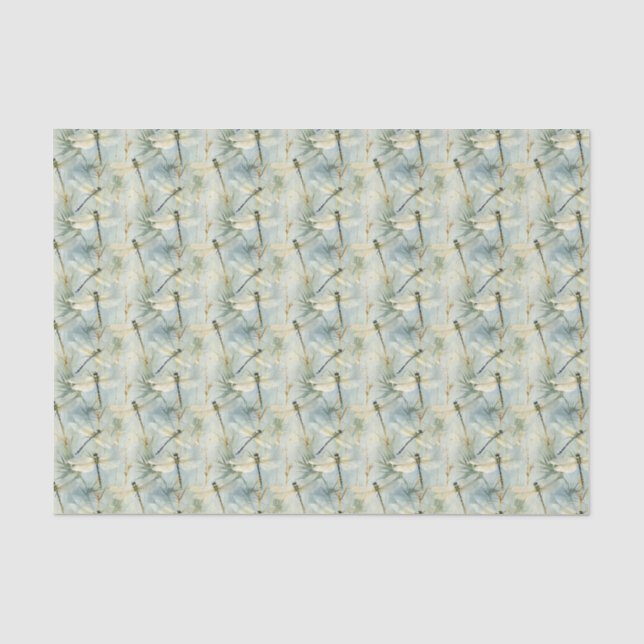 Tranquil Dragonfly Watercolour-style Tissue Paper (Front)
