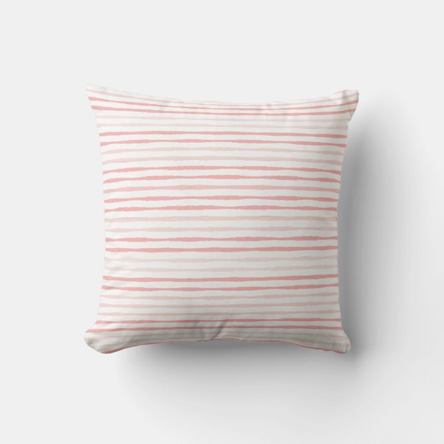 Tranquil Dusty Pink Organic Striped Cushion (Front)