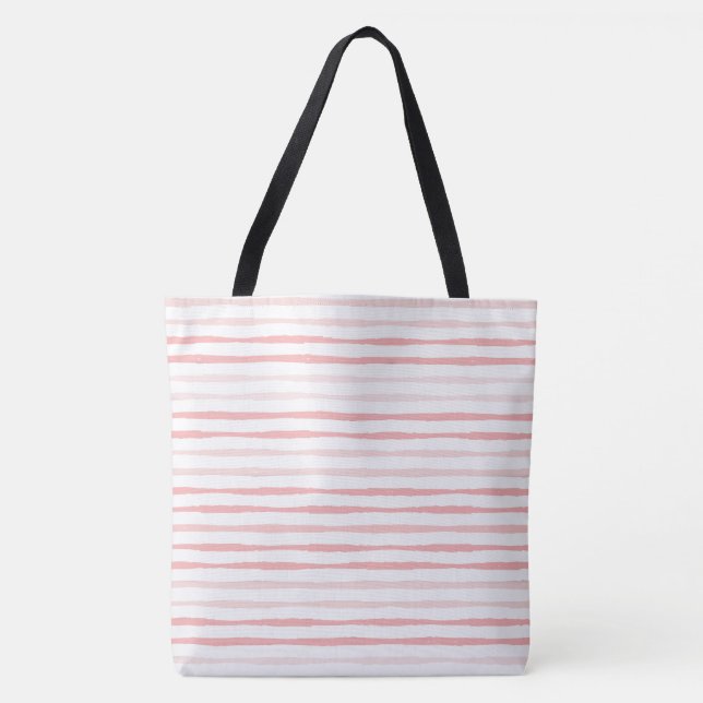 Tranquil Dusty Pink Stripes Tote Bag (Front)