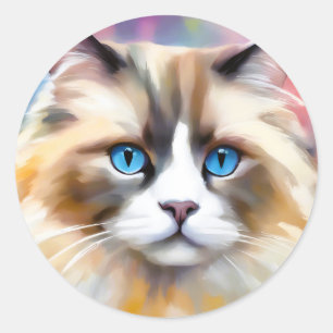 Tranquil Elegant Ragdoll Cat Classic Round Sticker