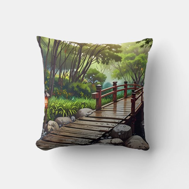 Tranquil Escape - Japanese Garden Cushion (Front)
