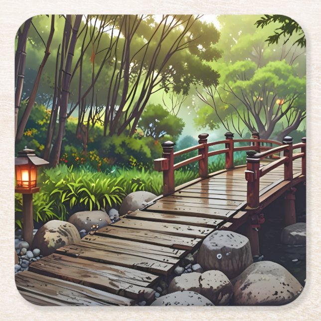 Tranquil Escape - Japanese Garden Paper Coaster (Front)