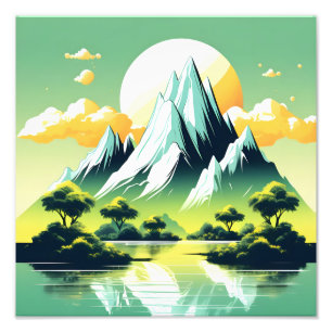 Tranquil Escape: Mountain Lake Landscape Photo Print