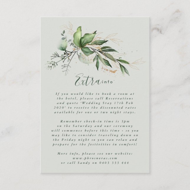 Tranquil Eucalyptus Elegant Green Breezy Sea Glass Enclosure Card (Front)