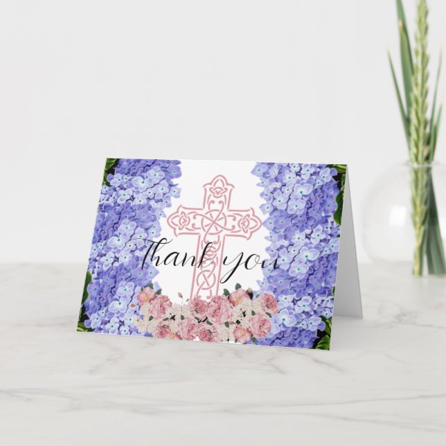 Tranquil Floral Blessings Pastel Thank You Note Card (Front)
