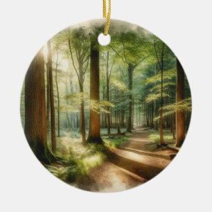 Tranquil Forest Path – Peaceful Nature Art Ceramic Tree Decoration