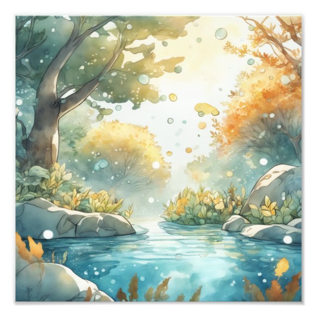 Tranquil Forest Riverbank Photo Print (Front)