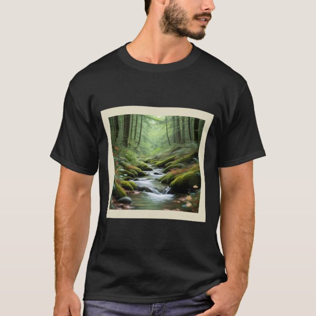 Tranquil Forest Stream T-Shirt Design (Front)