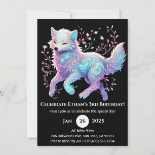 Tranquil Garden Wolf Birthday Invitation