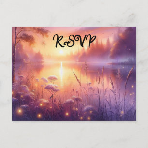 Tranquil Glow of Evening by the Lake Invitation Postcard