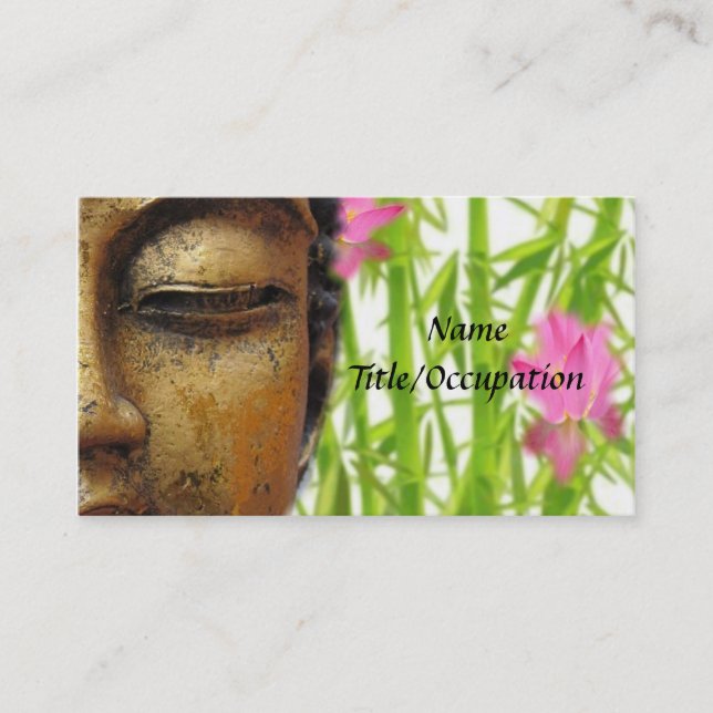 Tranquil Gold Buddha and Floral Business Card (Front)