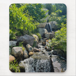 Tranquil Green Falls Serene Nature Elegance Mouse Mat