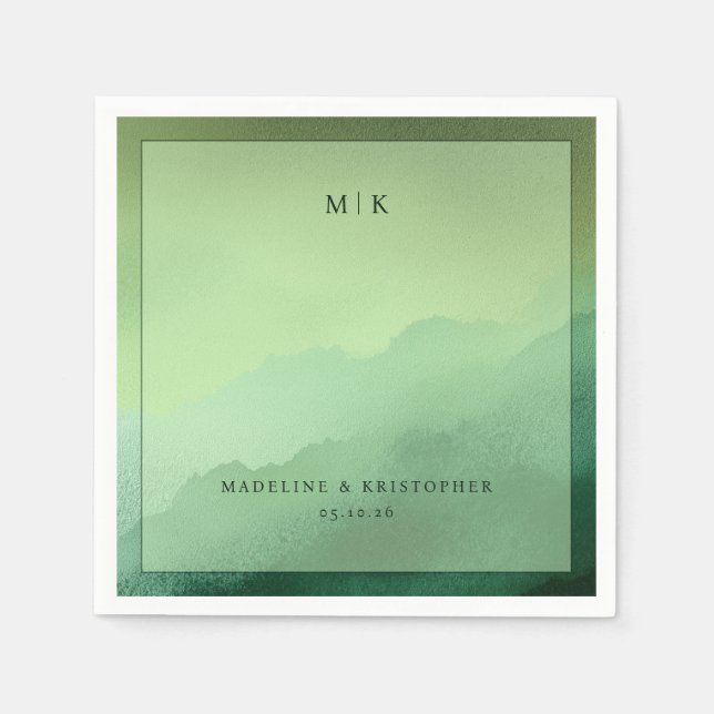 Tranquil Green Mountain Gradient Napkin (Front)