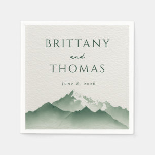 Tranquil Green Mountain Illustration Napkin
