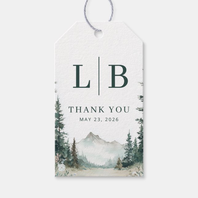 Tranquil Green Mountain Landscape Gift Tags (Front)