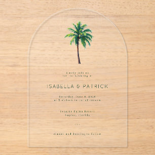 Tranquil Green Palm Tree Acrylic Invitations