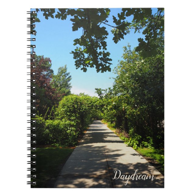 Tranquil Green Park Walkway Photo Spiral Notebook (Front)