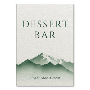 Tranquil Green Watercolor Dessert Bar Sign Table Number