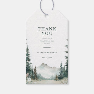 Tranquil Green Watercolor Mountain Landscape Gift Tags