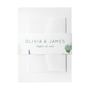 Tranquil Green Watercolor Trees Invitation Belly Band