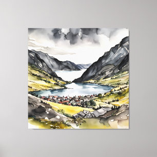 Tranquil Haven by the Norwegian Fjords Canvas Print