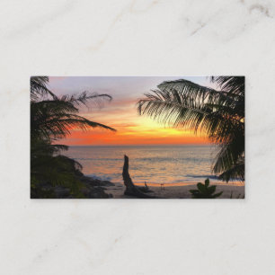 Tranquil Hawaiian Tropical Island Beach Sunset Business Card