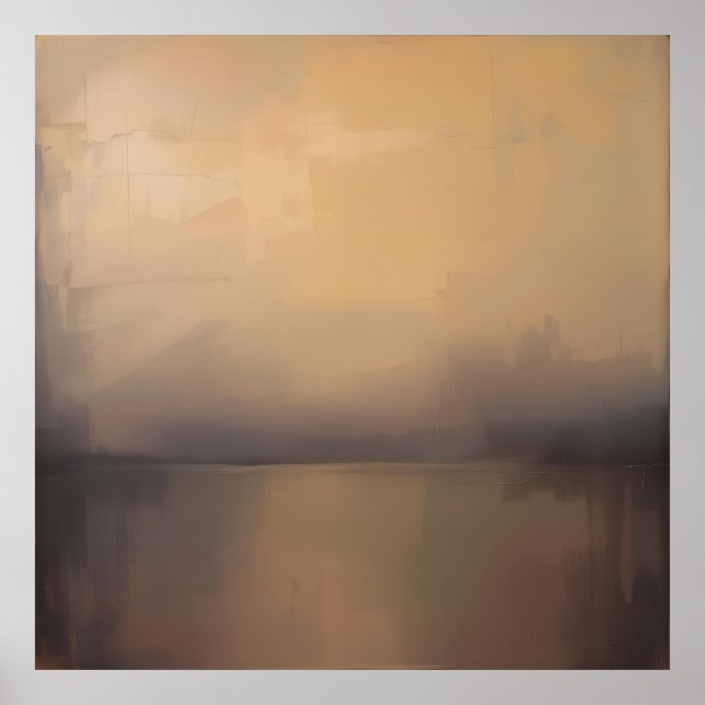 Tranquil Horizon – Soft Abstract Landscape Art Pri Poster (Front)