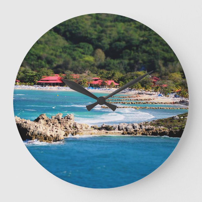 Tranquil Island Paradise Labadee Haiti Large Clock (Front)