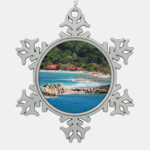Tranquil Island Paradise Labadee Haiti Snowflake Pewter Christmas Ornament