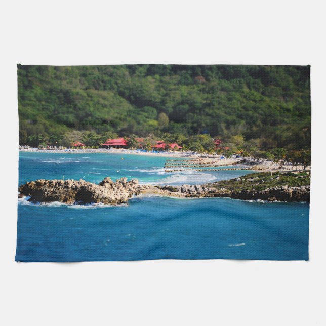 Tranquil Island Paradise Labadee Haiti Tea Towel (Horizontal)