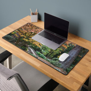 Tranquil Japanese Garden Autumn Scene Desk Mat