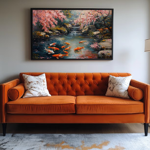 Tranquil Japanese Garden with Koi Pond Canvas Print