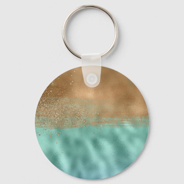 Tranquil Lagoon Colourful Abstract Pattern Key Ring (Front)
