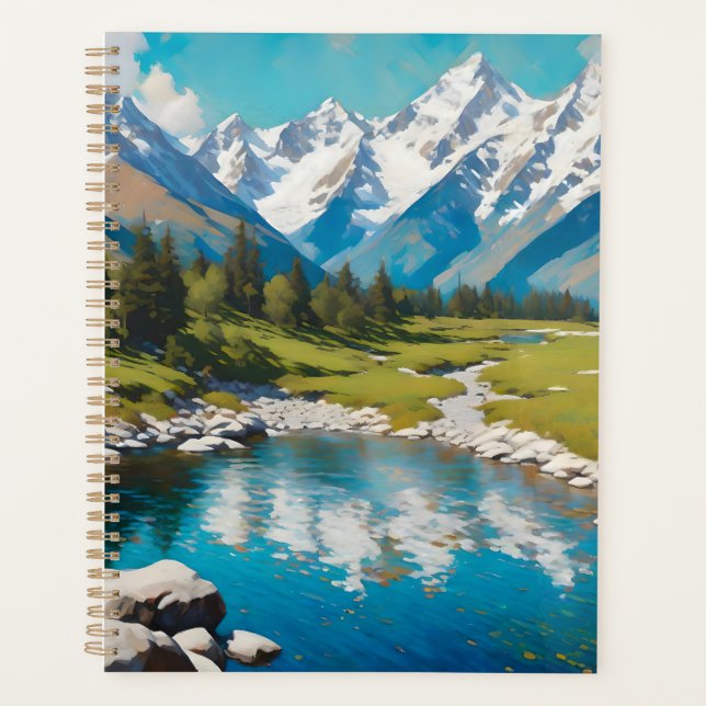 Tranquil Lake In The Mountains Planner (Front)