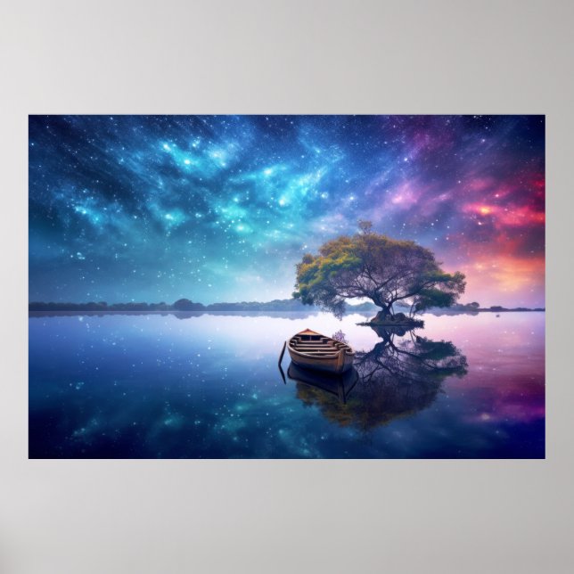 Tranquil Lake Nature World Fantastic Landscape Art Poster (Front)