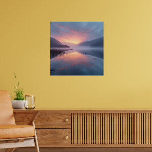 Tranquil Lake Sunrise – Serene Nature Landscape Ar Poster