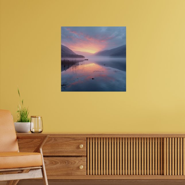Tranquil Lake Sunrise – Serene Nature Landscape Ar Poster (Living Room 2)