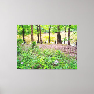 Tranquil Lakeside with Wildflowers Canvas Print