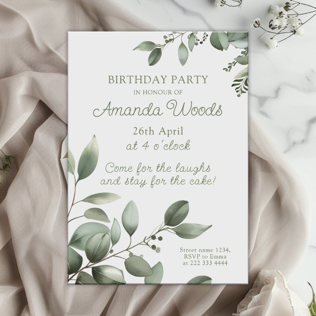 Tranquil Leafy Grace Birthday Celebration Invitation (Creator Uploaded)