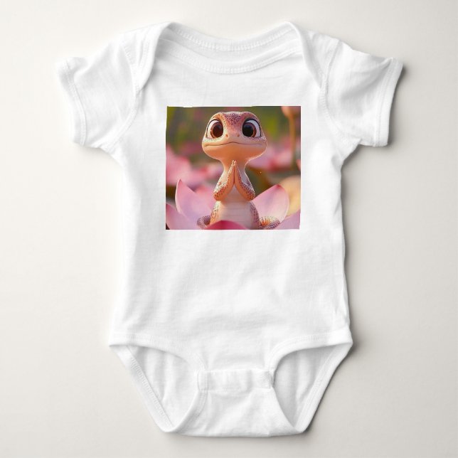 Tranquil Lizard on Lotus - Baby Bodysuit (Front)