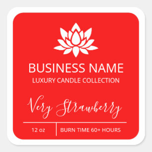 Tranquil Lotus Red Strawberry Soy Candle Labels