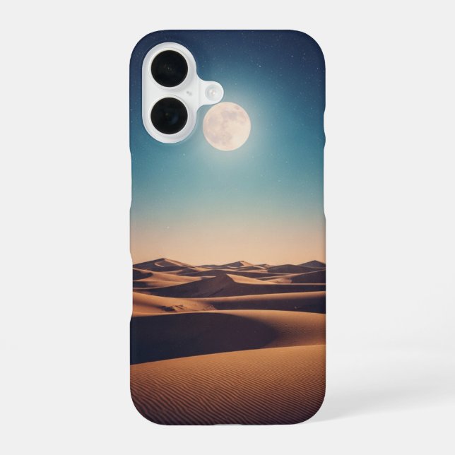 Tranquil Lunar Desert Scene iPhone 16 Case (Back)