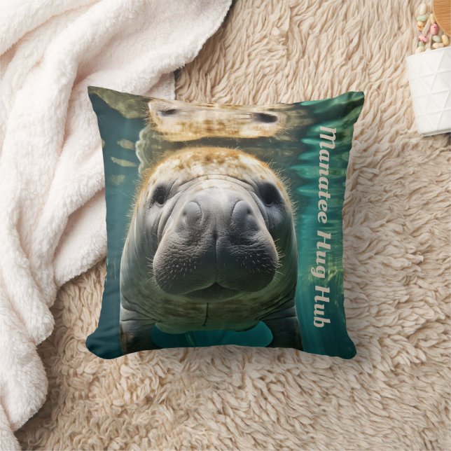 Tranquil Manatee Embrace: Customisable Hug Hub  Cushion (Blanket)