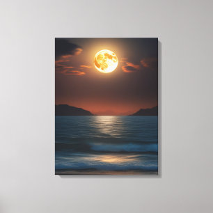 Tranquil Moonlight Ocean Canvas Print